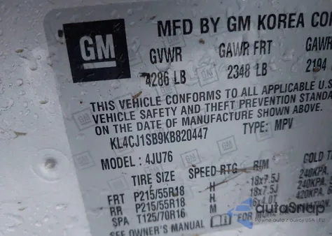 2019 Buick Encore Fwd Sport Touring z USA, uszkodzony, nr VIN KL4CJ1SB9KB820447